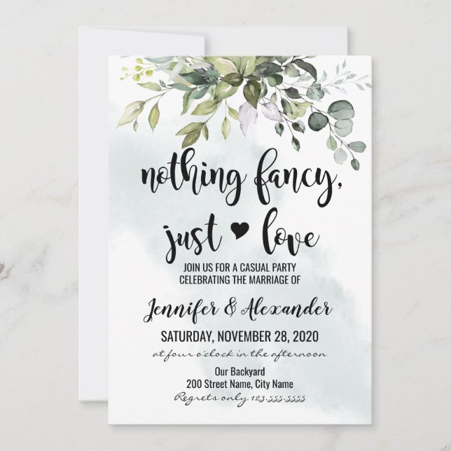 Boda de Elopement con Verdor (Anverso)