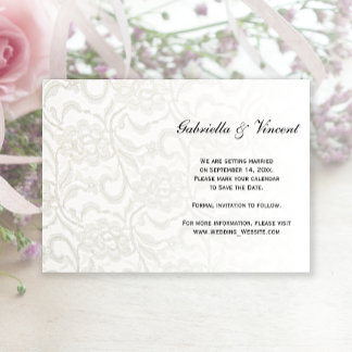 Boda de encaje blanca Guardar la Invitación de fec