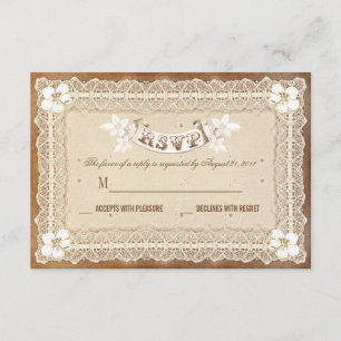 boda de encaje blanco vintage RSVP