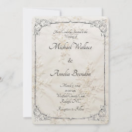 Boda de encaje bordada Guardar la tarjeta de fecha