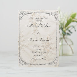 Boda de encaje bordada Guardar la tarjeta de fecha