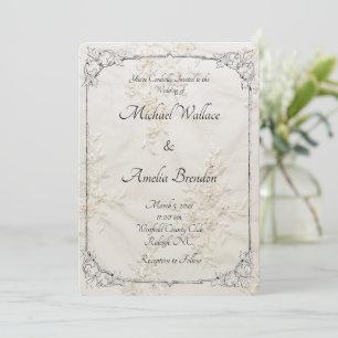 Boda de encaje bordada Guardar la tarjeta de fecha