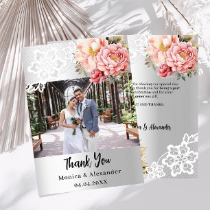 Boda de encaje floral de plata foto tarjeta de agr