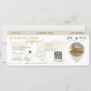 Boda de entradas de aerolíneas con tarjeta de emba