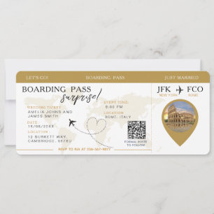 Boda de entradas de aerolíneas con tarjeta de emba