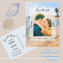 Boda de escena de playa Foto Guardar postal fecha