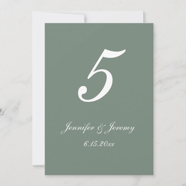 Boda de escritura blanca verde sage moderna (Anverso)
