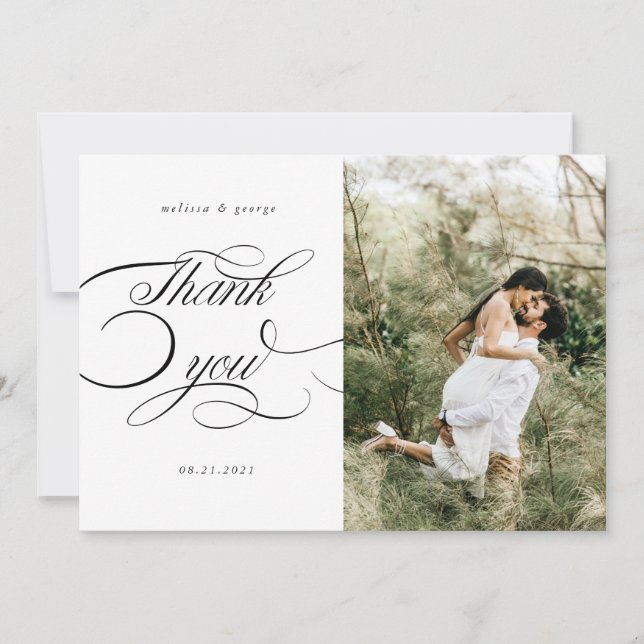 boda de escritura caligráfica elegante tarjeta de  (Anverso)