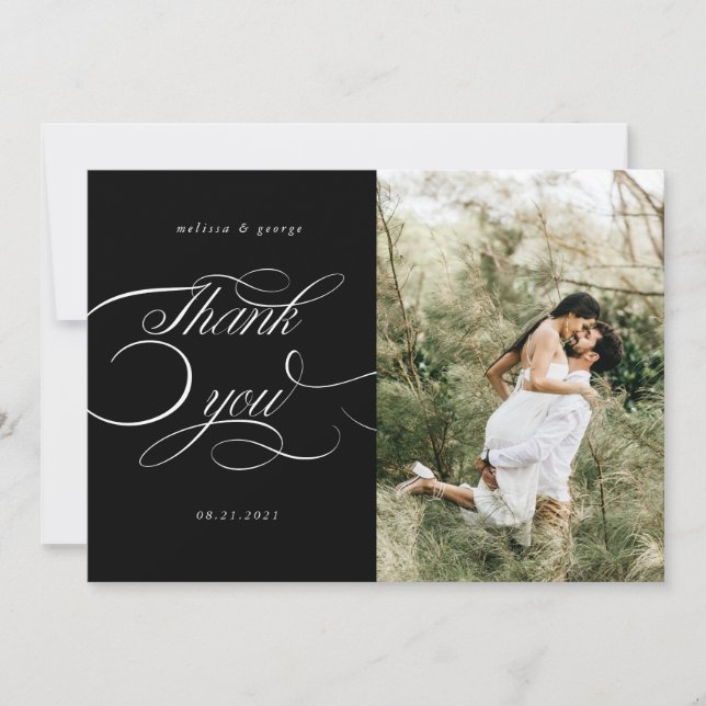 boda de escritura caligráfica elegante tarjeta de  (Anverso)
