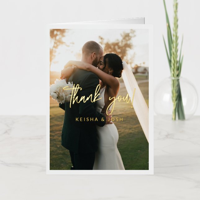 Boda de escritura de oro moderna. Gracias. (Anverso)