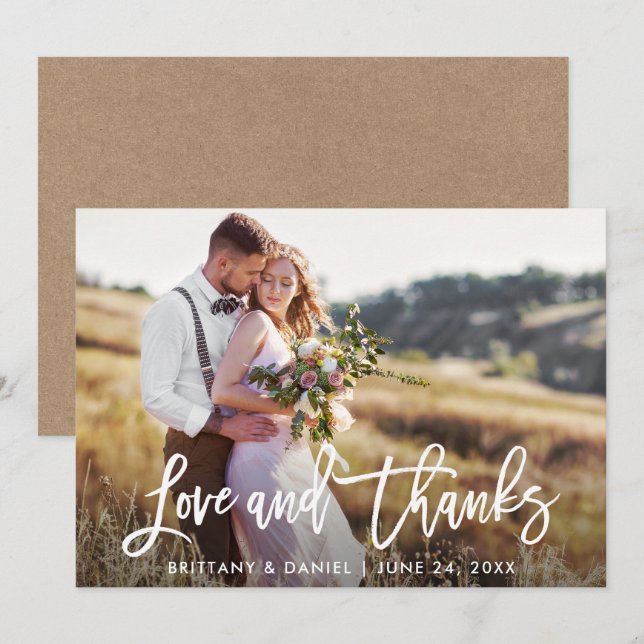Boda de escritura de pincel - Tarjeta de amor y ag (Anverso / Reverso)