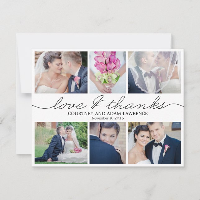 Boda de escritura encantadora foto gracias tarjeta (Anverso)