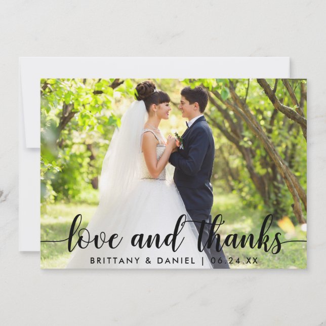 Boda de escritura moderna de amor y agradecimiento (Anverso)