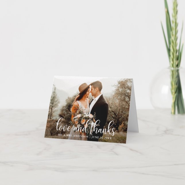 Boda de escritura moderna nota de amor y agradecim (Anverso)