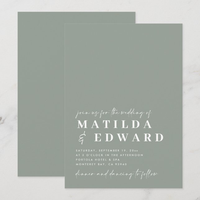 Boda de escritura negrita de tipografía mínima mod (Anverso / Reverso)