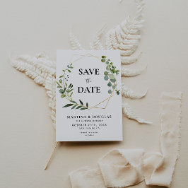 Boda de eucalipto geométrico Guardar la tarjeta de