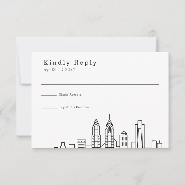 Boda de Filadelfia | RSVP estilizada de líneas aér (Anverso)
