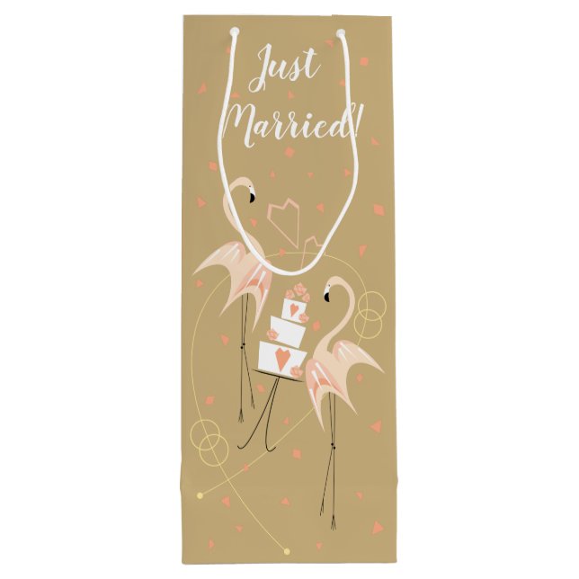 Boda de Flamingo acaba de casarse Bolsa de regalo  (Reverso)