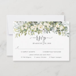 Boda de Flor Blanca con RSVP de Elección de Comida
