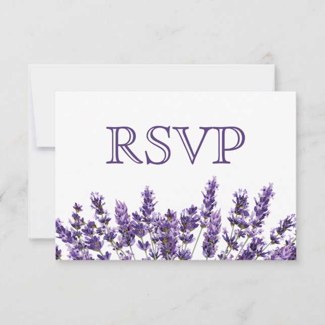 Boda de Flor Lilac de Lavanda Púrpura RSVP (Anverso)