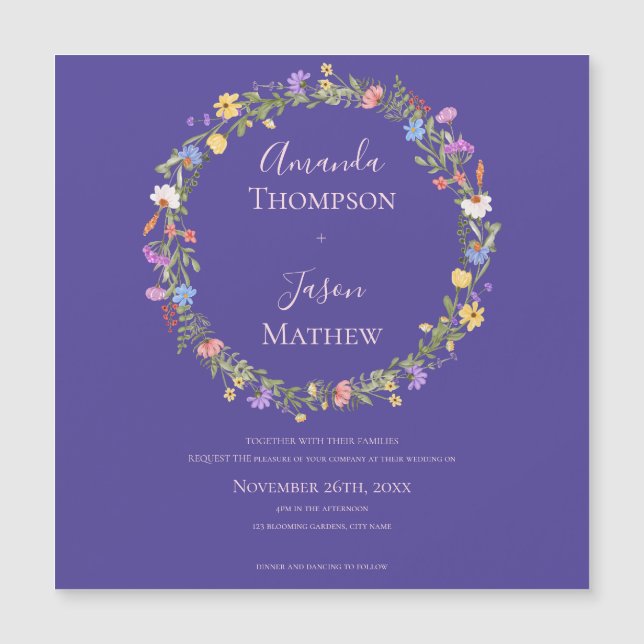 Boda de flor silvestre Purple Rubor Pink Floral Wr (Anverso)