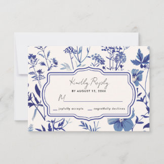 Boda de Flor Silvestre Rustic Indigo Azul RSVP