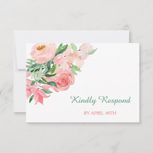 Boda de flor verde rosa de coral RSVP