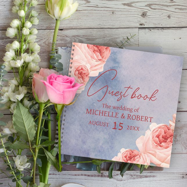 Boda de Floral de acuarela romántica libro invitad (Subido por el creador)