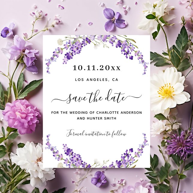 Boda de florals de Lavender salva la tarjeta de fe (Subido por el creador)