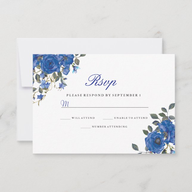 Boda de Flores Azules de la Marina de Índigo, RSVP (Anverso)