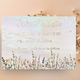 Boda de flores benévolas Salve la tarjeta de fecha