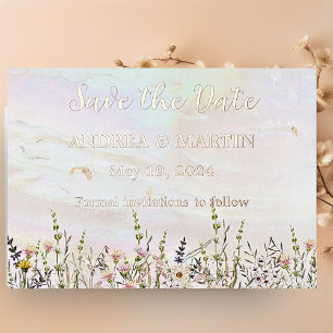 Boda de flores benévolas Salve la tarjeta de fecha