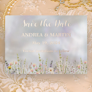 Boda de flores benévolas Salve la tarjeta de fecha