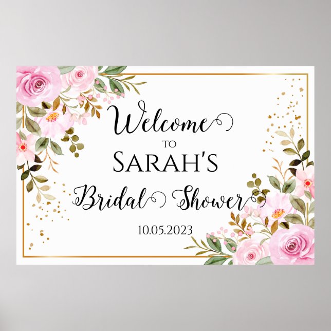 Boda de flores bienvenida impresión poster (Frente)