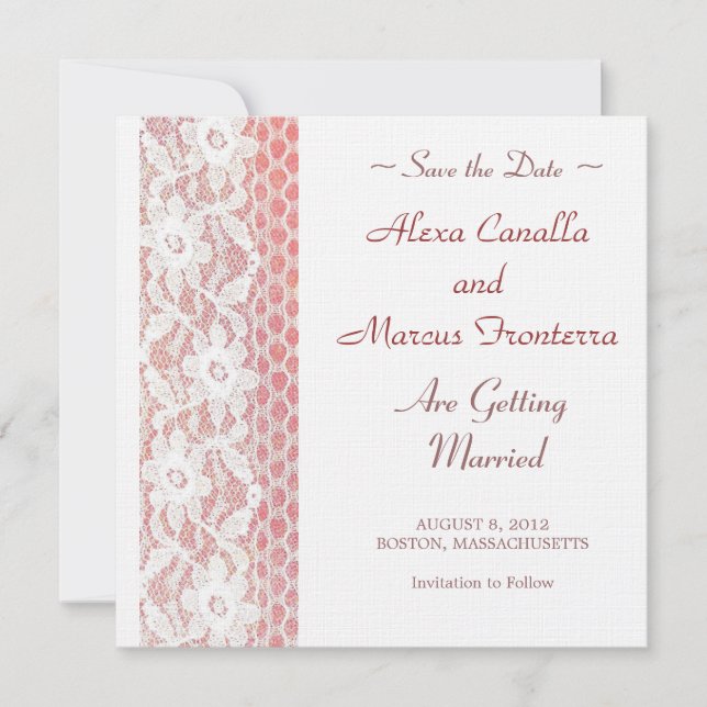 Boda de flores de encaje Guardar la tarjeta de fec (Anverso)