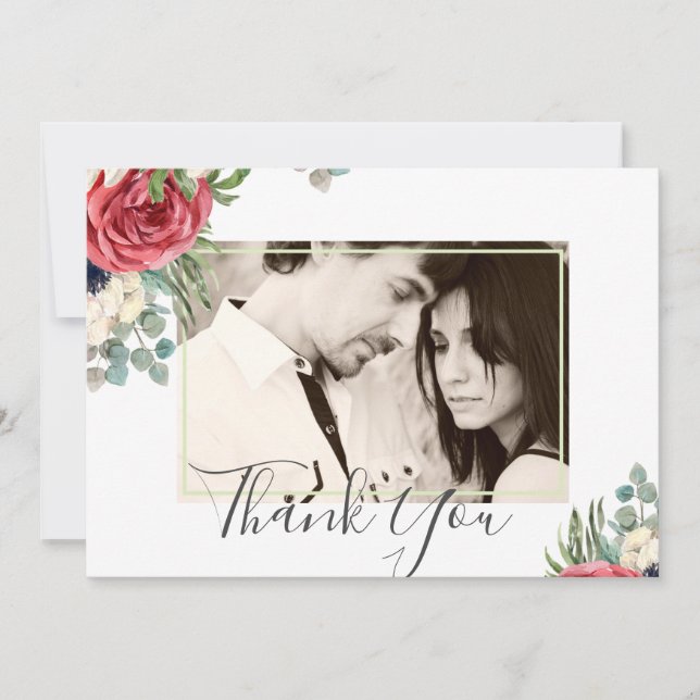 Boda de flores de eucalipto verde navy rojo intens (Anverso)