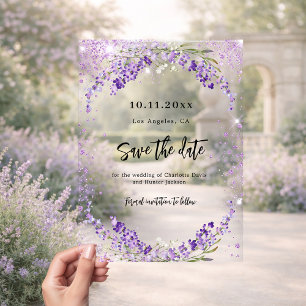 Boda de flores de Lavender Salven tarjeta de fecha