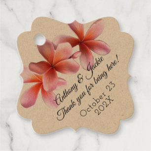Boda De Flores De Plumeria Rosada Gracias Etiqueta