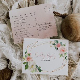 Boda de Flores Geométricas de Oro Menú Elección Re