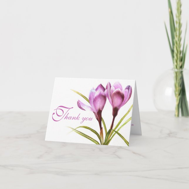 Boda de flores púrpura de Crocus, tarjeta de agrad (Anverso)