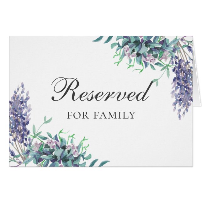Boda de flores púrpuras. Letrero reservado floral (Anverso (Horizontal))