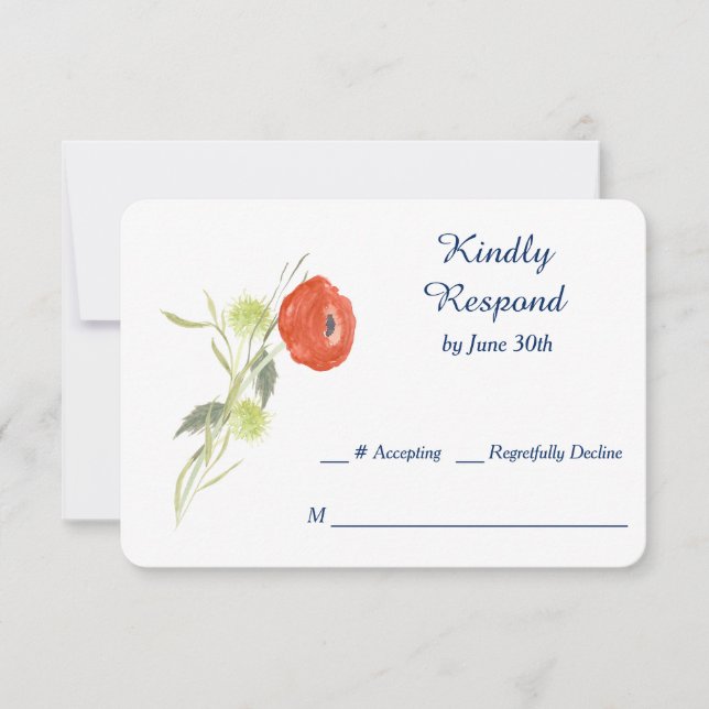 Boda de Flores Ranuculares Rojas RSVP (Anverso)
