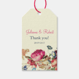 Boda De Flores Rosa Vintage Gracias Etiquetas