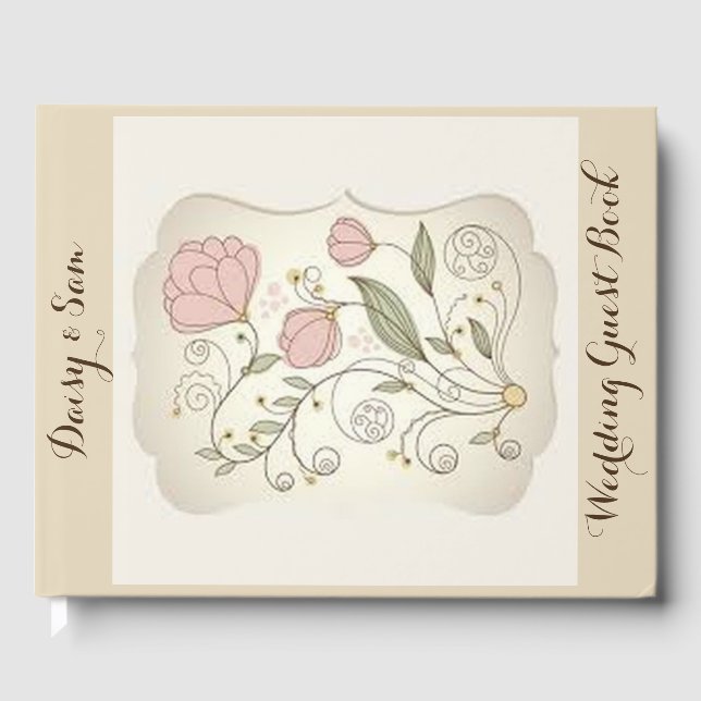 Boda de flores rosadas - Libro de invitados (Anverso)