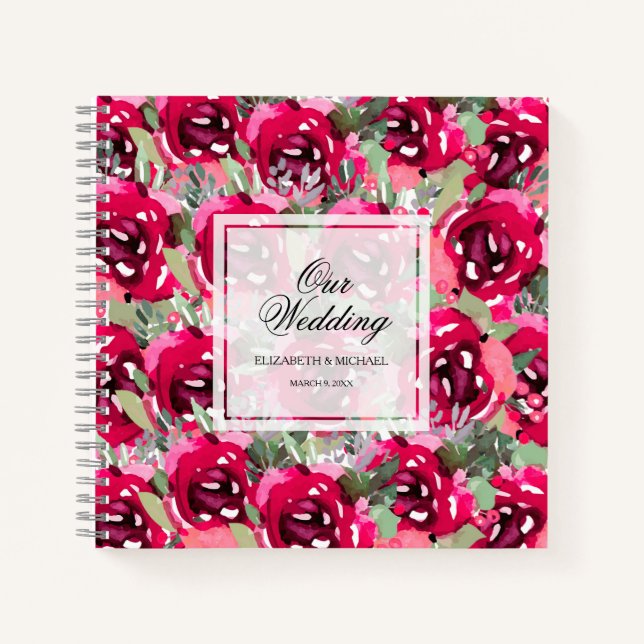 Boda de flores rosadas - Libro de invitados (Anverso)