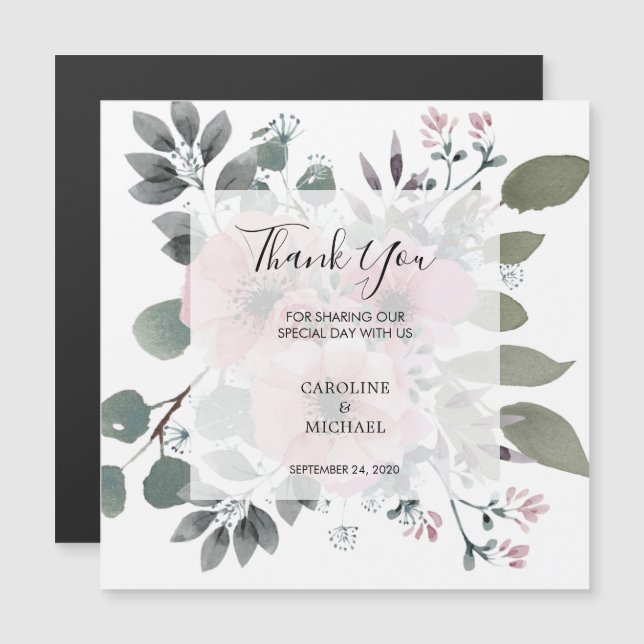 Boda de flores rusas gracias tarjeta magnética (Anverso/Reverso)