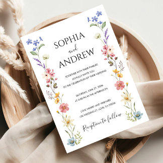 Boda de flores silvestres acuarela Invitación mode