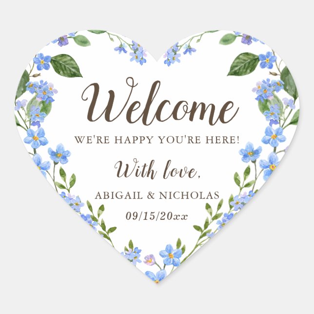 Boda de flores silvestres Bienvenido Pegatina etiq (Anverso)