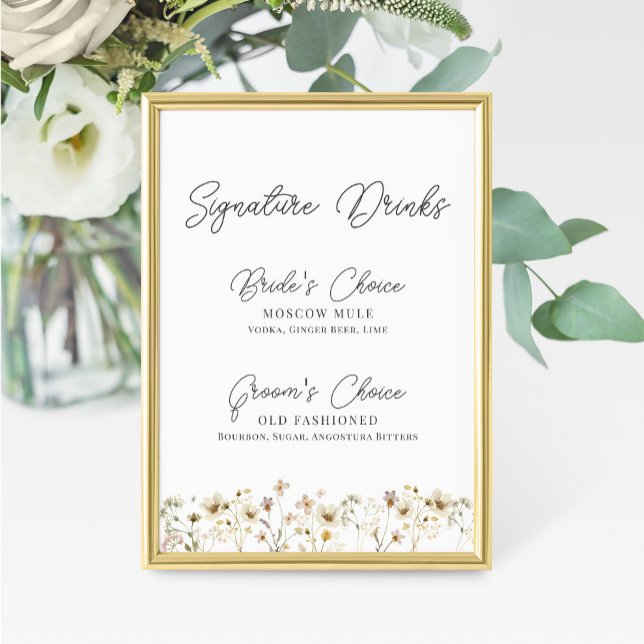 Boda de flores silvestres color de agua Rótulo de  (Subido por el creador)