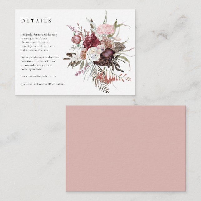 Boda de flores silvestres Detalles de la recepción (Anverso / Reverso)